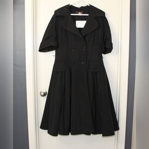 St John Black Rhinestone Button Trench Coat with Tulle Lining Size 12